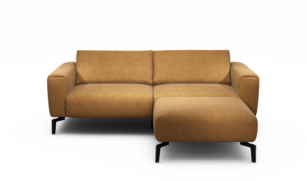 Sensoo Cosy1 2,5-Sitzer Sofa mit Hocker Sambia gold cognac