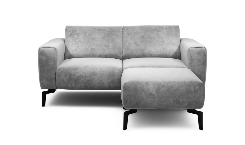 Sensoo Cosy1 2-Sitzer Sofa mit Hocker Diva perle hell grau