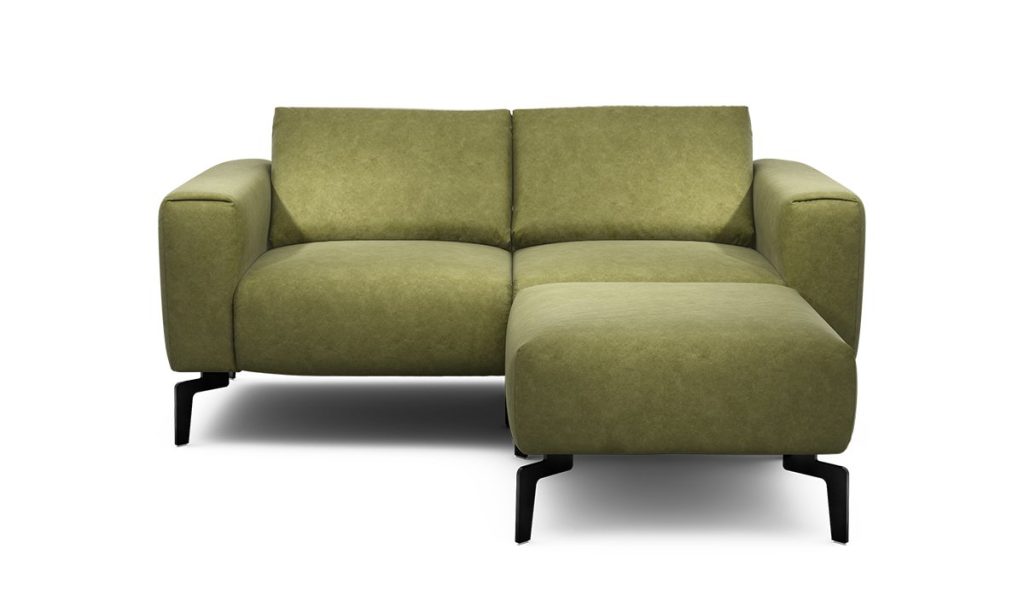 Sensoo Cosy1 2-Sitzer Sofa mit Hocker Sambia forest gruen