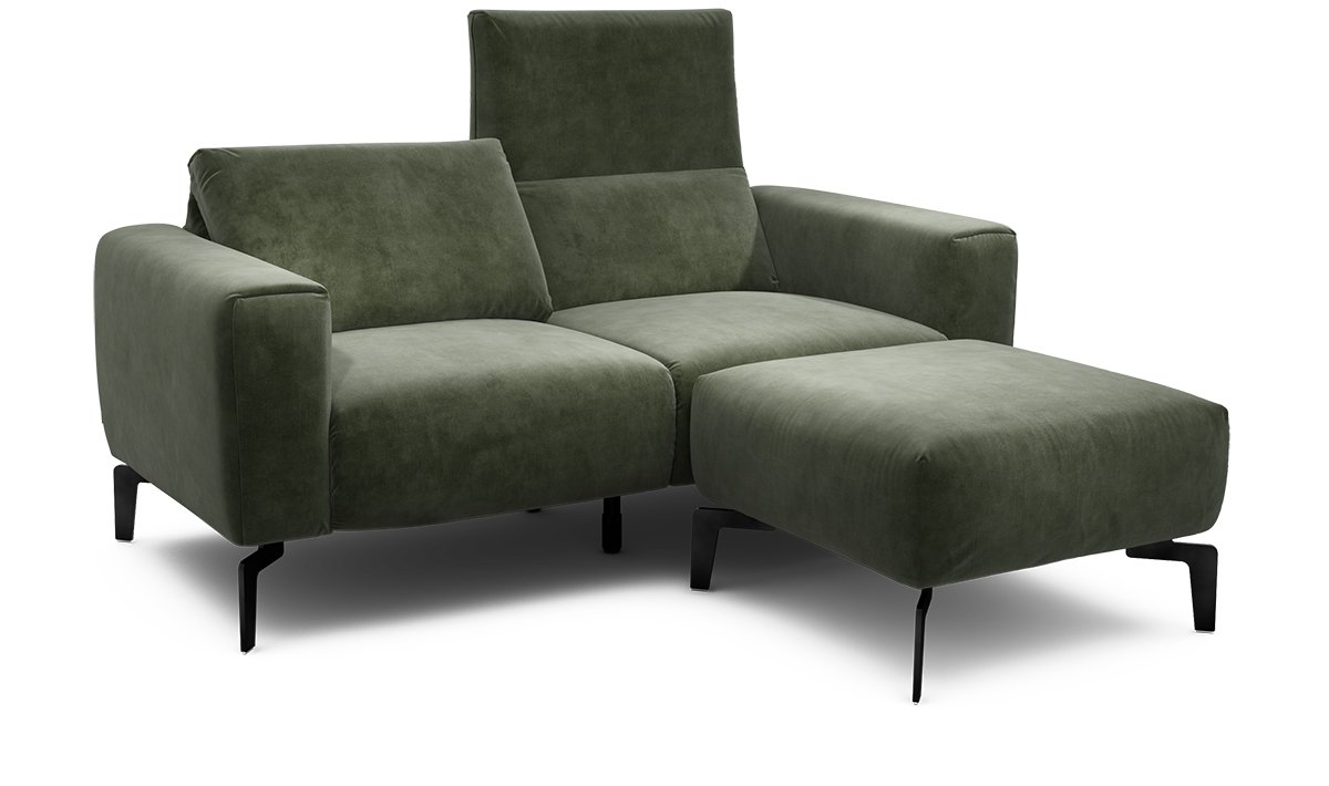 Sensoo Cosy1 2-Seater Sofa with Stool Diva forest green