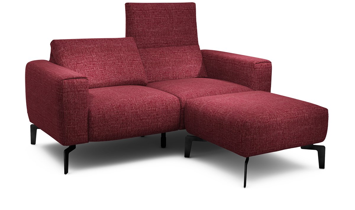 Sensoo Cosy1 2-Sitzer Sofa mit Hocker Rivoli passion rot