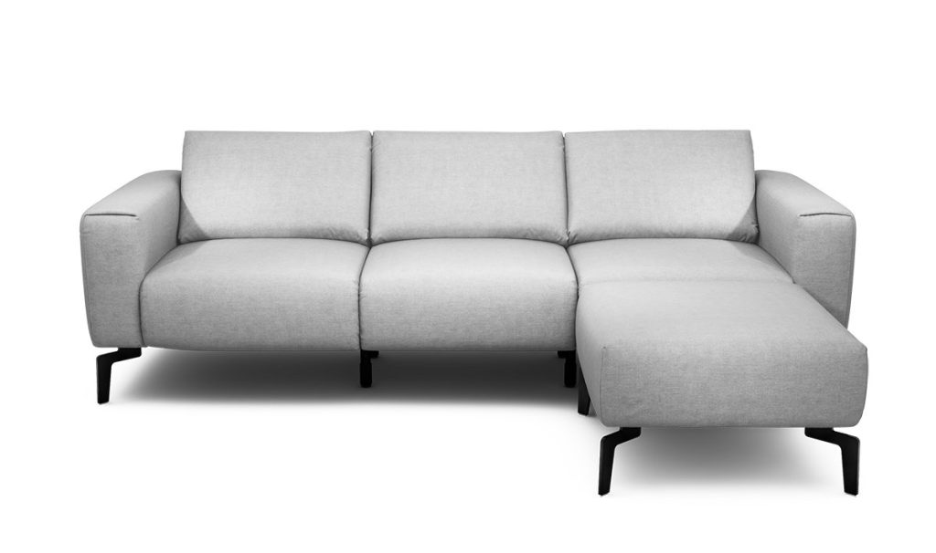 Sensoo Cosy1 3-Sitzer Sofa mit Hocker Rivano perle hell grau
