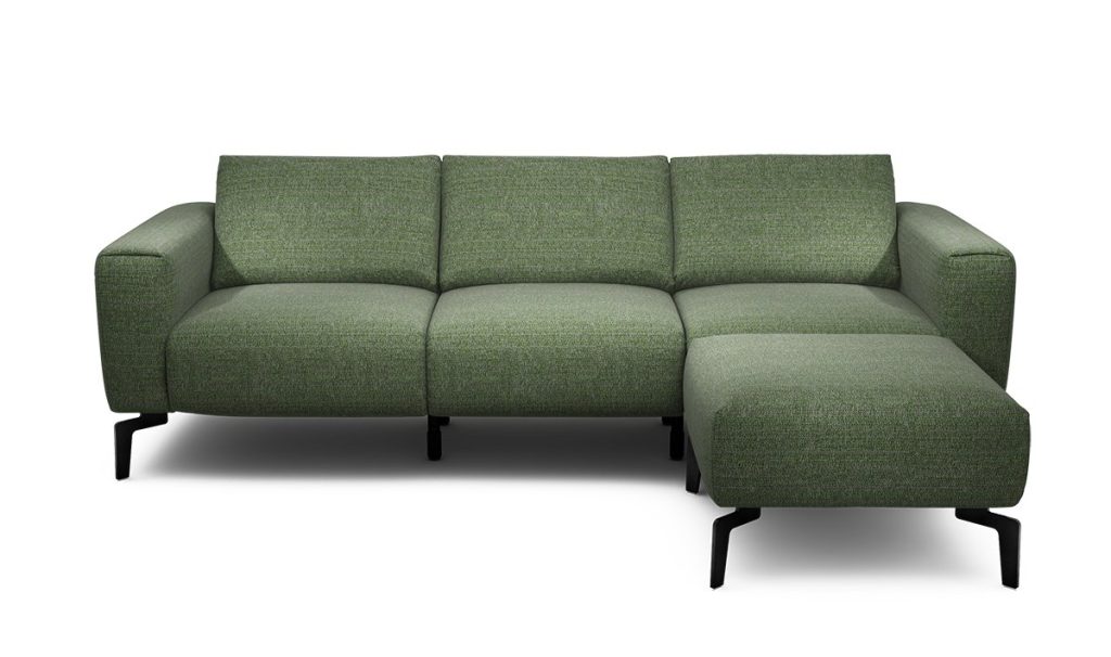 Sensoo Cosy1 3-Sitzer Sofa mit Hocker Rivoli forest gruen