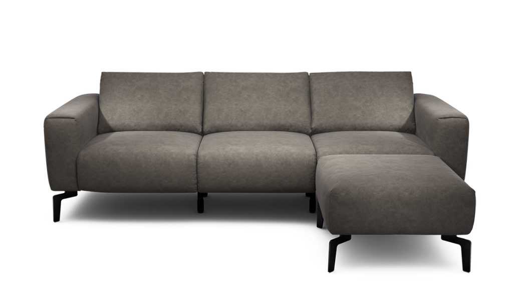 Sensoo Cosy1 3-Sitzer Sofa mit Hocker Sambia anthracite dunkel grau