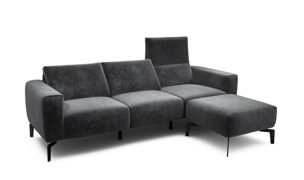 Sensoo Cosy1 3-Sitzer Sofa mit Hocker Diva anthracite dunkel grau