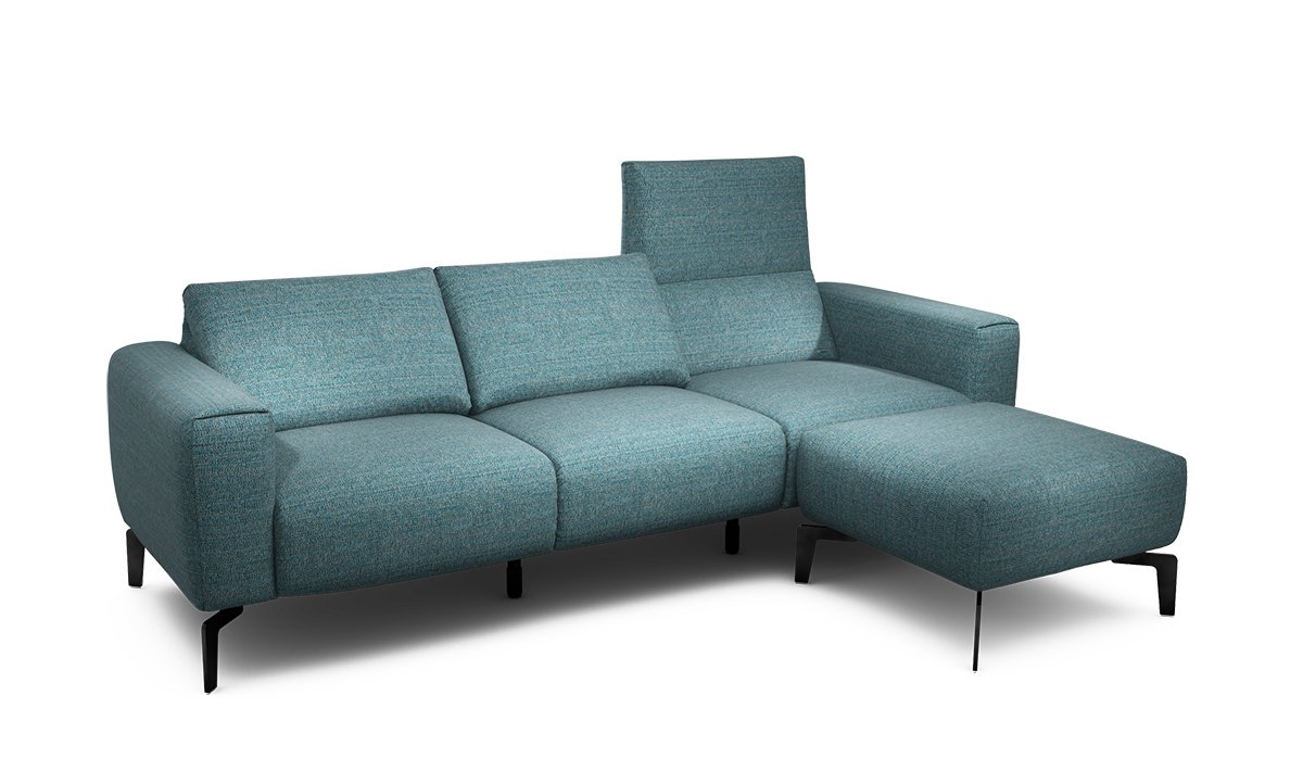 Sensoo Cosy1 3-Sitzer Sofa mit Hocker Rivoli denim hell blau