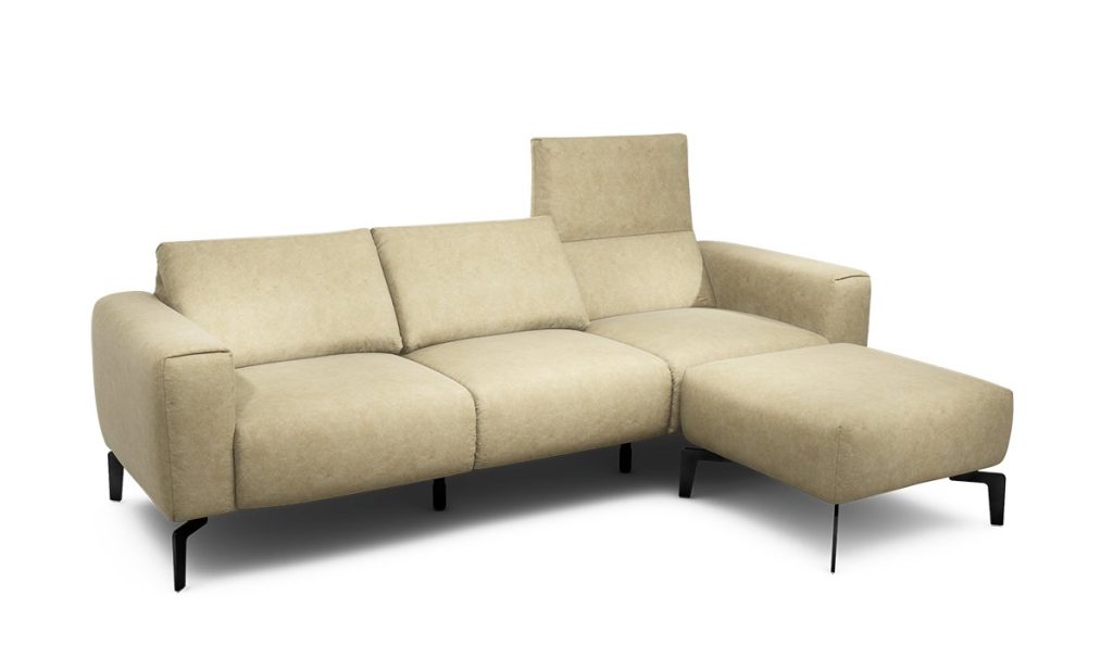 Sensoo Cosy1 3-Sitzer Sofa mit Hocker Sambia naturel beige