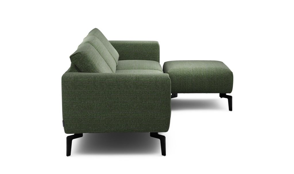 Sensoo Cosy1 3-Sitzer Sofa mit Hocker Rivoli forest gruen