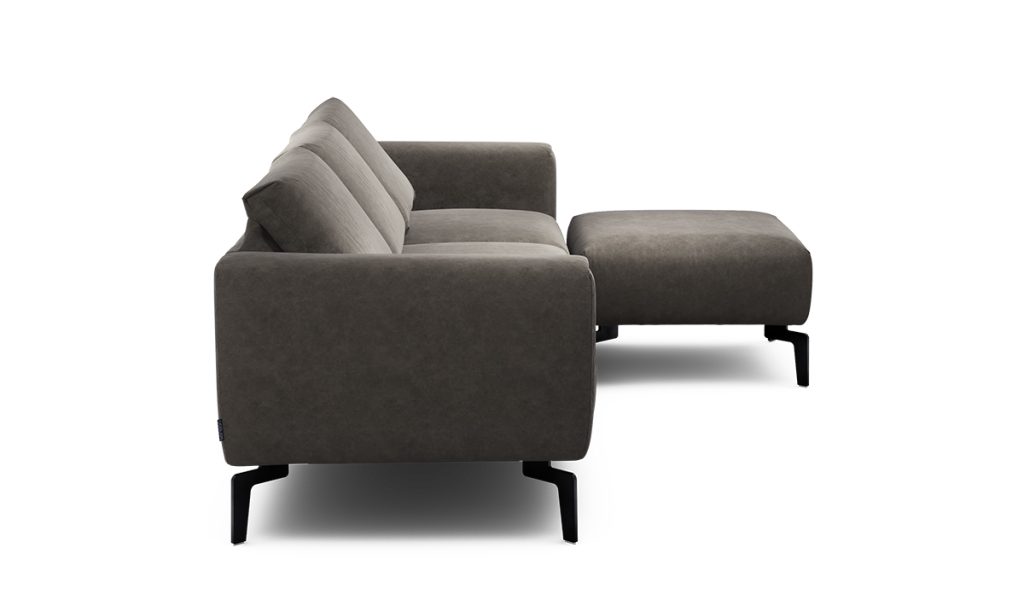 Sensoo Cosy1 3-Sitzer Sofa mit Hocker Sambia anthracite dunkel grau