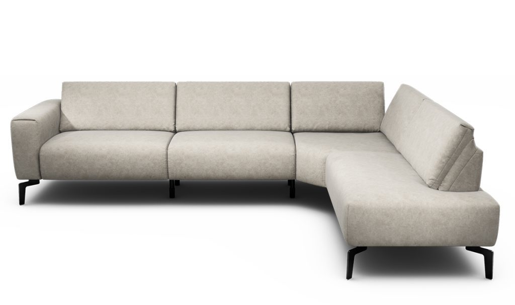 Sensoo Cosy1 grand canapé d'angle à droite Sambia perle gris clair