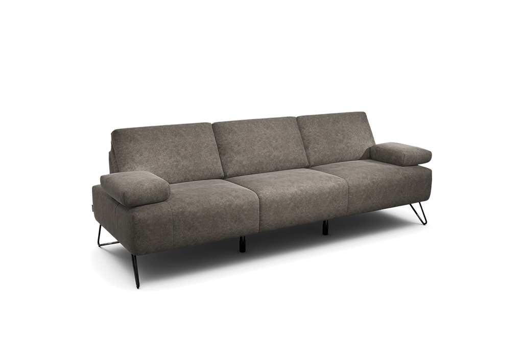 Sensoo Cosy1 3-Sitzer Sofa mit Hocker Rivano perle hell grau